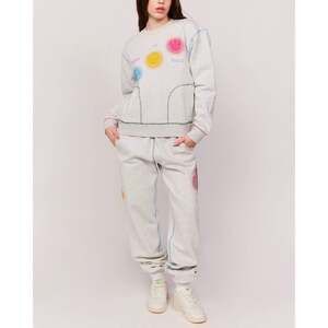 By Samii Ryan Smiley Rainbow Sweatpants Women's Small Gray Elastic Waist Printed